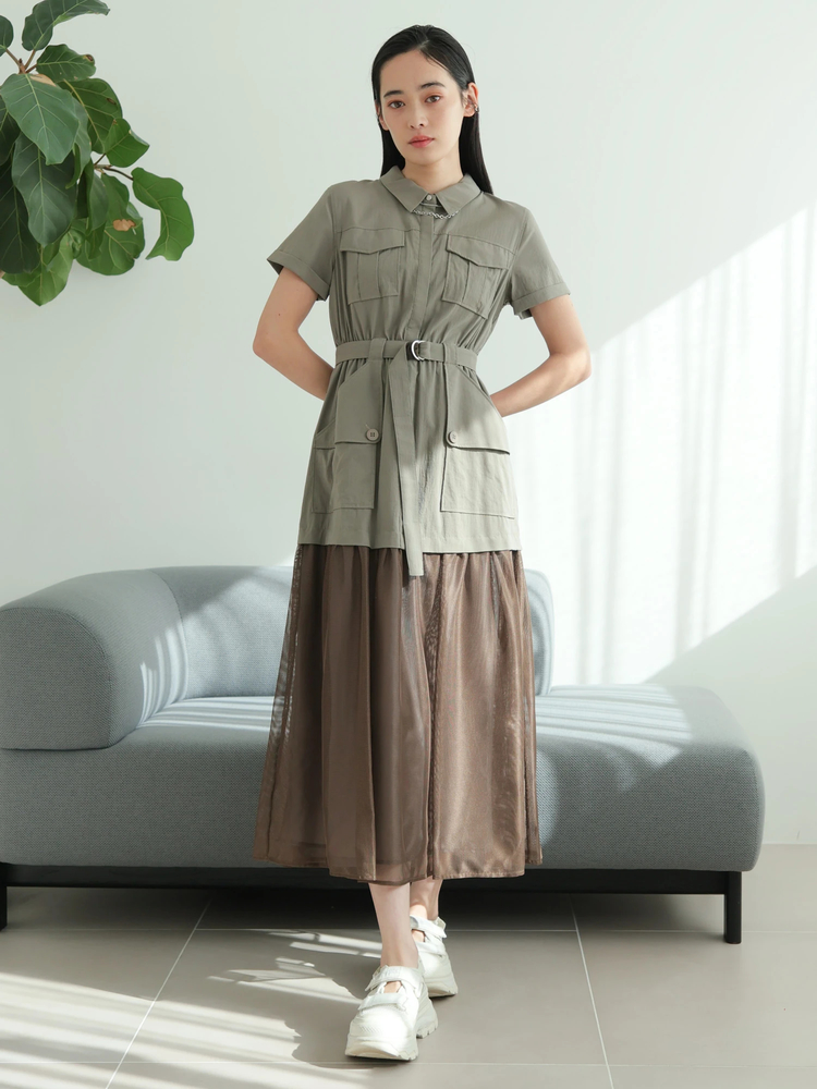 LADYMADE(レディメイド) |メッシュレイヤードワークポケットワンピース