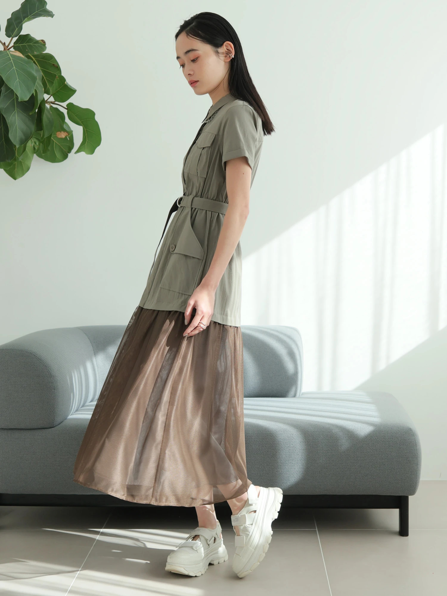 LADYMADE（レディメイド）｜ レースアップメッシュワンピース
