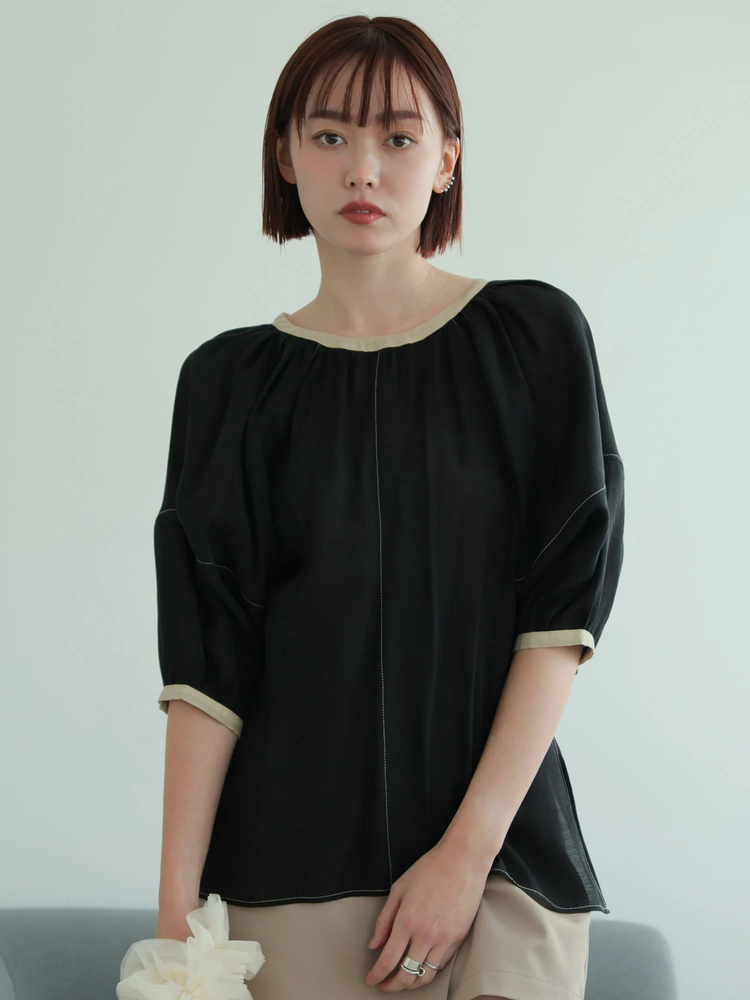 LADYMADE(レディメイド) |バイカラーボリュームシアーブラウス