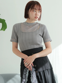 LADYMADE(レディメイド) |スリットシアーレイヤードラメニット