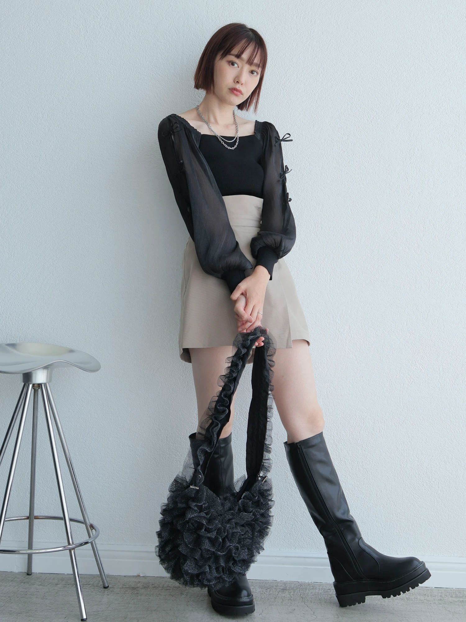 LADYMADE（レディメイド）｜ ラメチュールフリルドロストバッグ