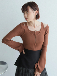 LADYMADE(レディメイド) |フロントジップレイヤードニット