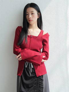 LADYMADE(レディメイド) |フロントジップレイヤードニット