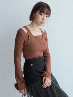 LADYMADE(レディメイド) |フロントジップレイヤードニット