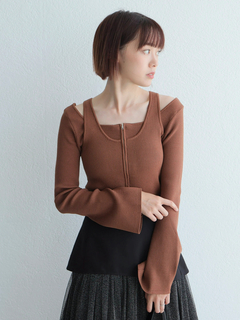 LADYMADE(レディメイド) |フロントジップレイヤードニット