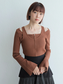 LADYMADE(レディメイド) |フロントジップレイヤードニット