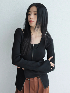 LADYMADE(レディメイド) |フロントジップレイヤードニット