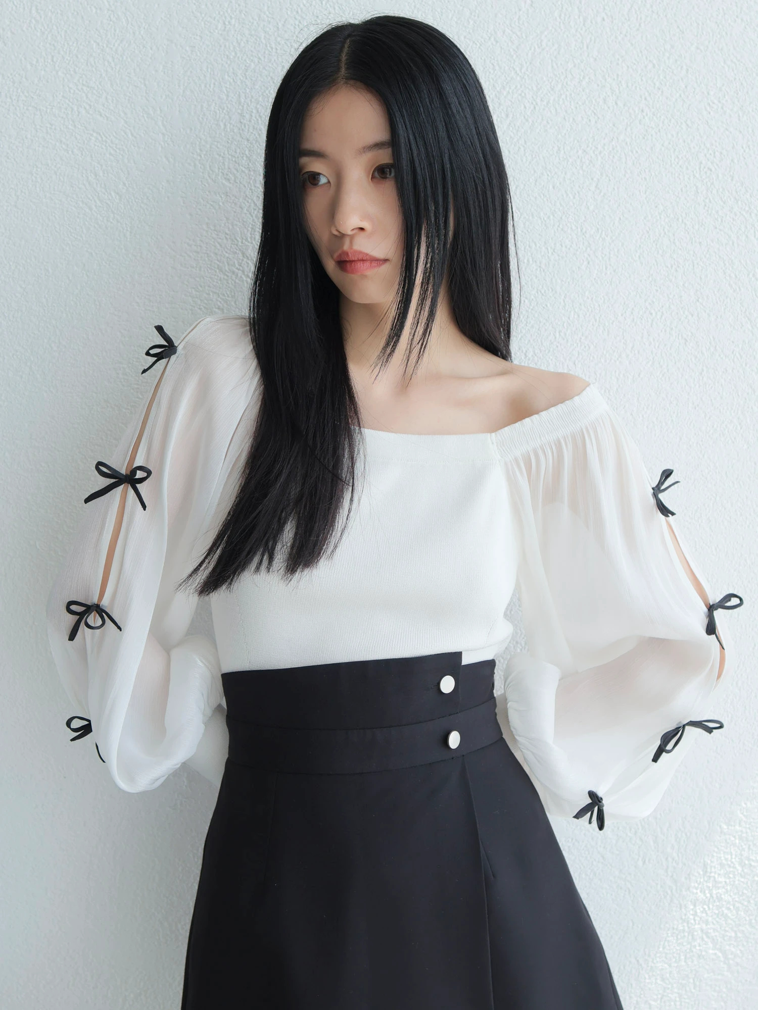 LADYMADE（レディメイド）｜ リボンスリーブドッキングニット アイテム