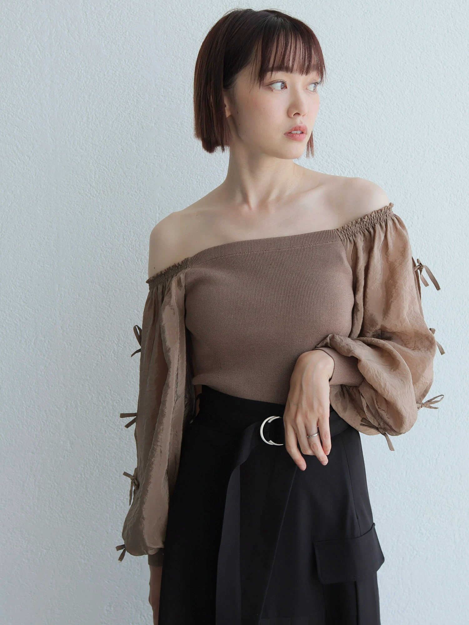 LADYMADE（レディメイド）｜ リボンスリーブドッキングニット アイテム