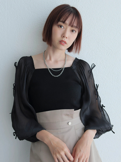 LADYMADE(レディメイド) |リボンスリーブドッキングニット