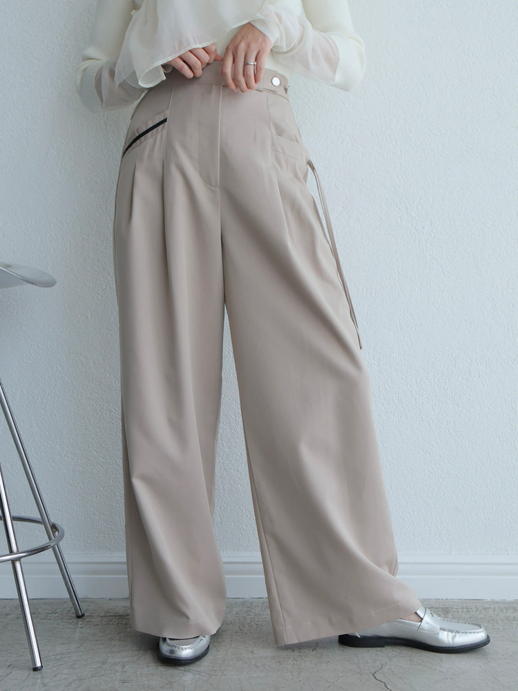LADYMADE(レディメイド) |アシメリボンポケットタックワイドパンツ