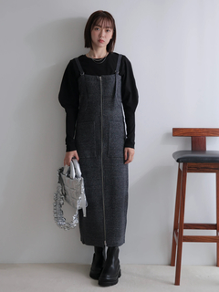 LADYMADE(レディメイド) |フロントジップラメニットジャンスカ