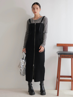 LADYMADE(レディメイド) |フロントジップラメニットジャンスカ