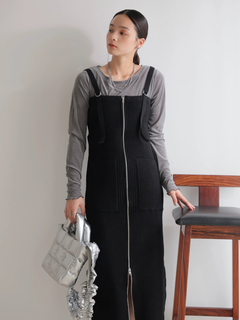 LADYMADE(レディメイド) |フロントジップラメニットジャンスカ