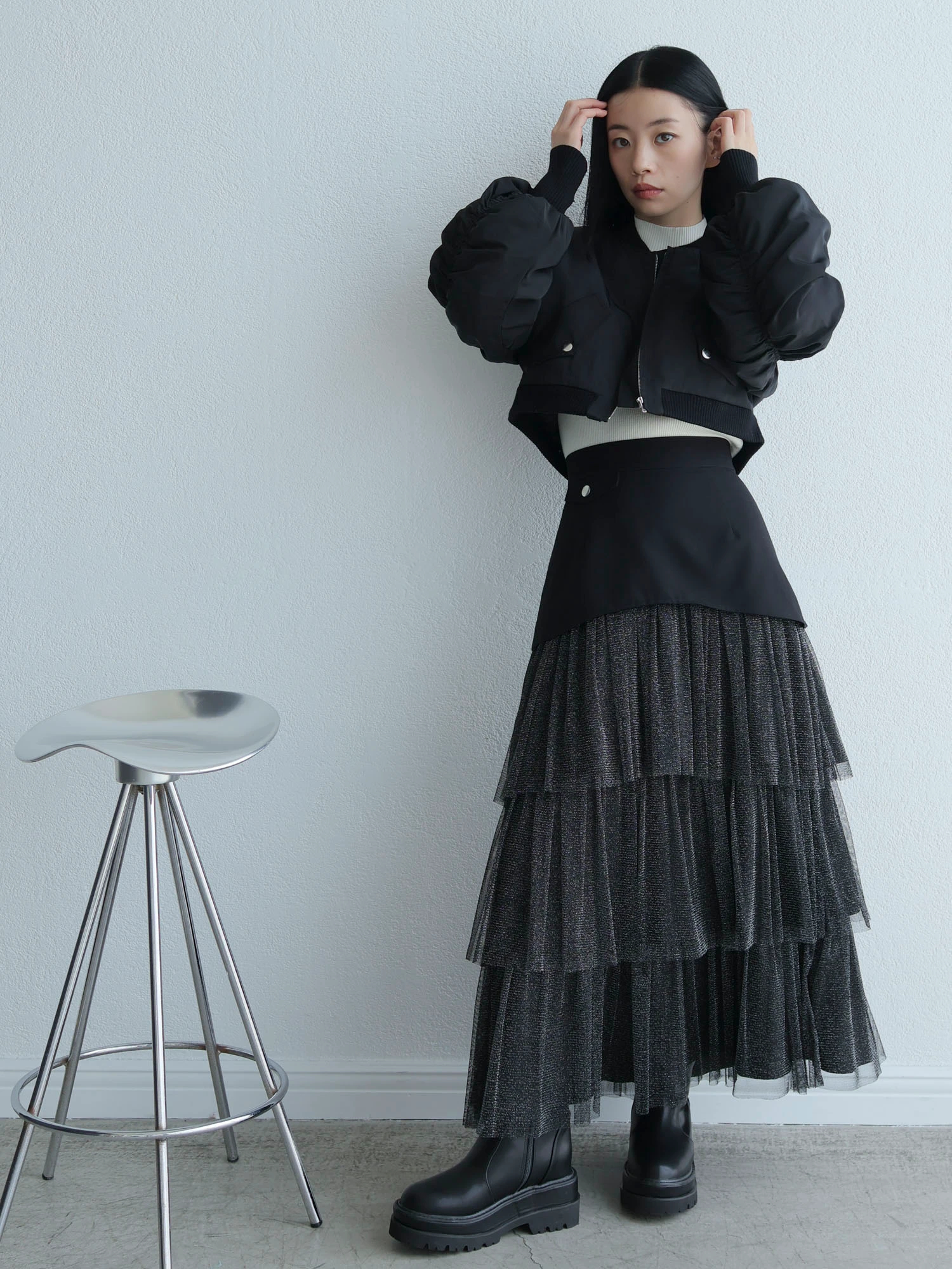 LADYMADE（レディメイド）｜ ラメチュールフリルティアードスカート