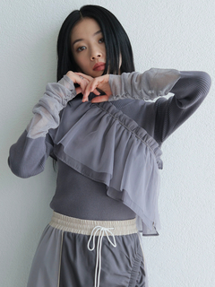 LADYMADE(レディメイド) |チュールフリル×シアーカフスリブニットセット