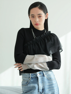 LADYMADE(レディメイド) |チュールフリル×シアーカフスリブニットセット
