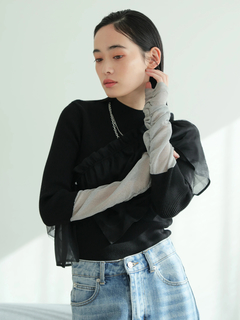 LADYMADE(レディメイド) |チュールフリル×シアーカフスリブニットセット