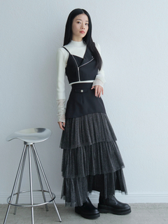 LADYMADE(レディメイド) |チュールフリル×シアーカフスリブニットセット