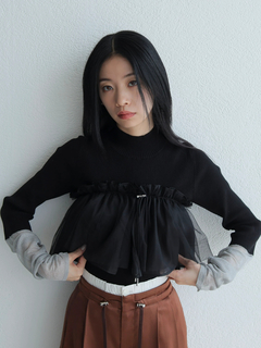 LADYMADE(レディメイド) |チュールフリル×シアーカフスリブニットセット