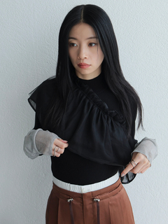 LADYMADE(レディメイド) |チュールフリル×シアーカフスリブニットセット