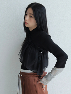 LADYMADE(レディメイド) |チュールフリル×シアーカフスリブニットセット