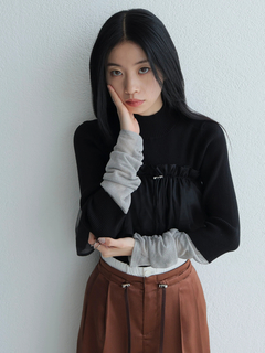 LADYMADE(レディメイド) |チュールフリル×シアーカフスリブニットセット