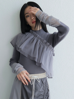 LADYMADE(レディメイド) |チュールフリル×シアーカフスリブニットセット