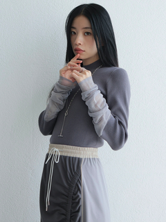 LADYMADE(レディメイド) |チュールフリル×シアーカフスリブニットセット