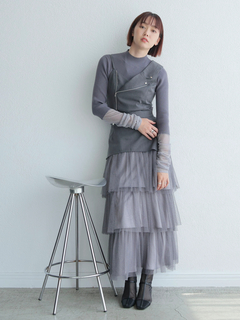 LADYMADE(レディメイド) |チュールフリル×シアーカフスリブニットセット