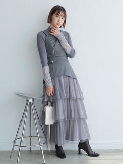 LADYMADE(レディメイド) |チュールフリル×シアーカフスリブニットセット