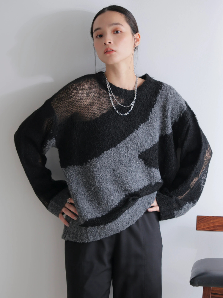 LADYMADE(レディメイド) |シアーモヘアブロッキングニット
