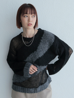 LADYMADE(レディメイド) |シアーモヘアブロッキングニット