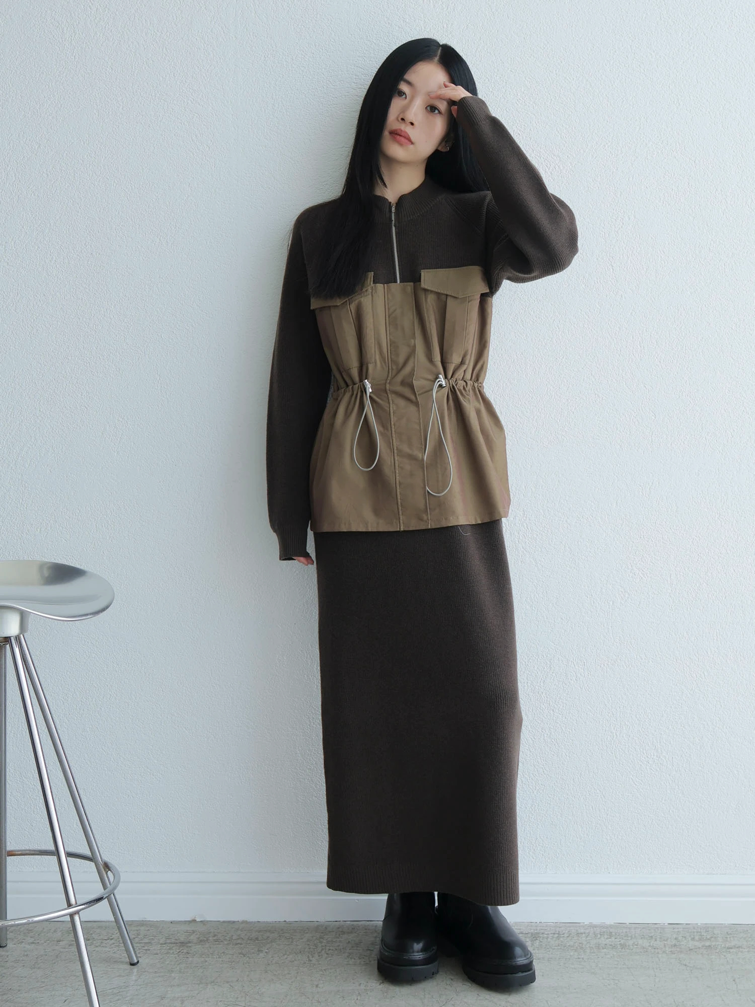 アーカイブ 国産古着 COMME des GARCONS ニットタイトワンピ LADYMADE（レディメイド）｜ ワークポケットドッキングニット