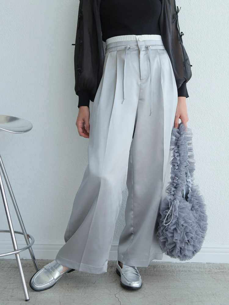 LADYMADE(レディメイド) |レイヤードウエストメタリックタックパンツ