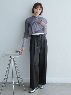 LADYMADE(レディメイド) |レイヤードウエストメタリックタックパンツ