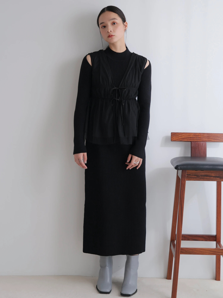 LADYMADE(レディメイド) |リボンチュールトップス×ラメニットワンピースセット