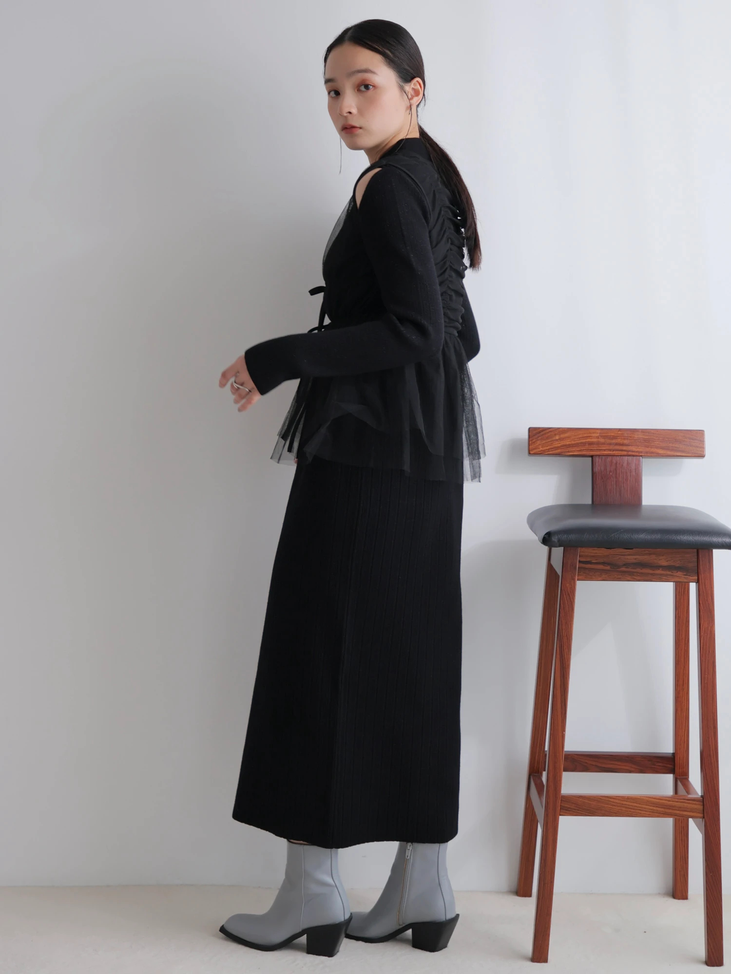 LADYMADE（レディメイド）｜ リボンチュールトップス×ラメニット