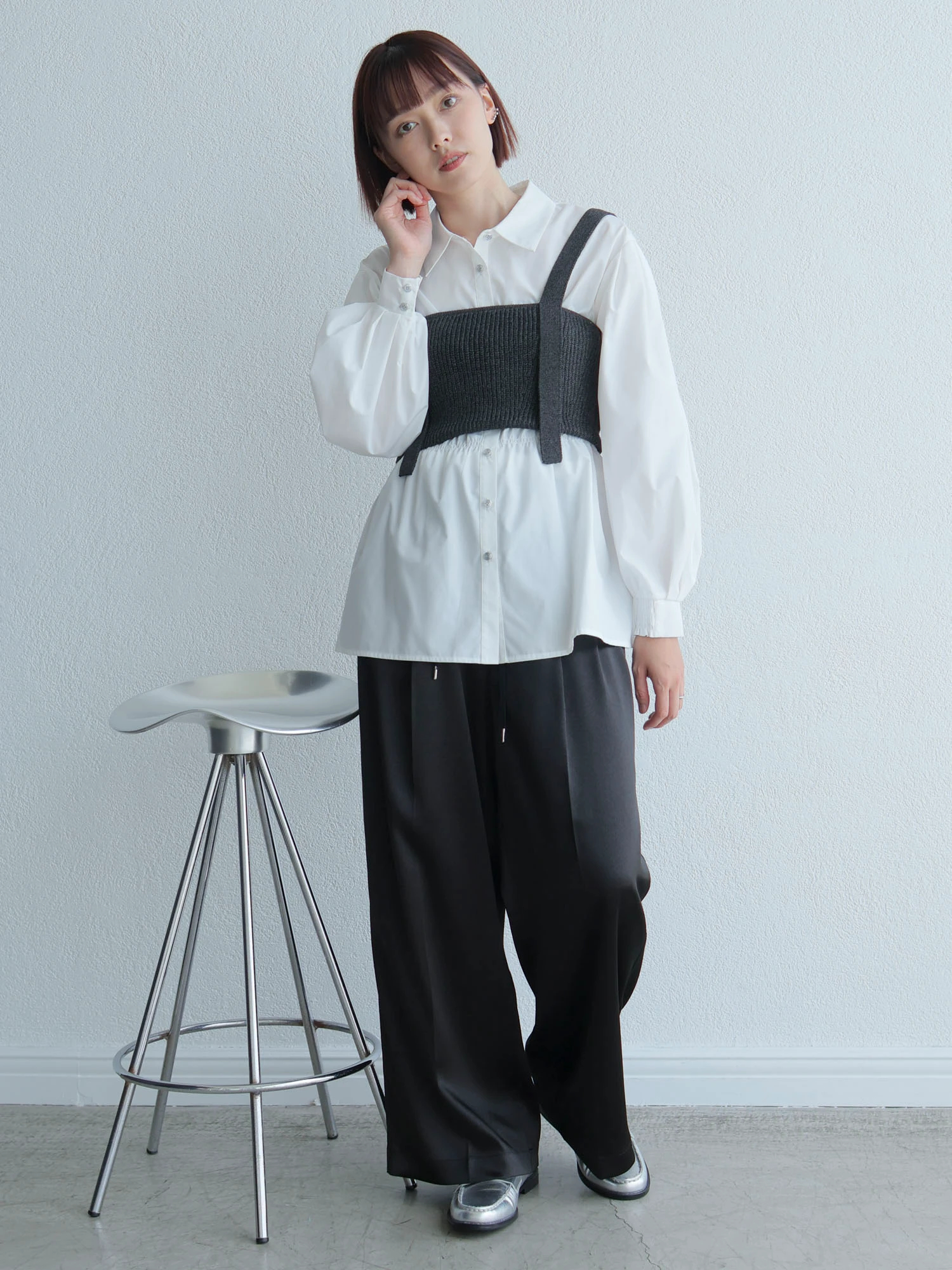 ハンドメイド　ニット　ビスチェ   フリル ハンドメイド ニット ビスチェ フリル - メルカリ