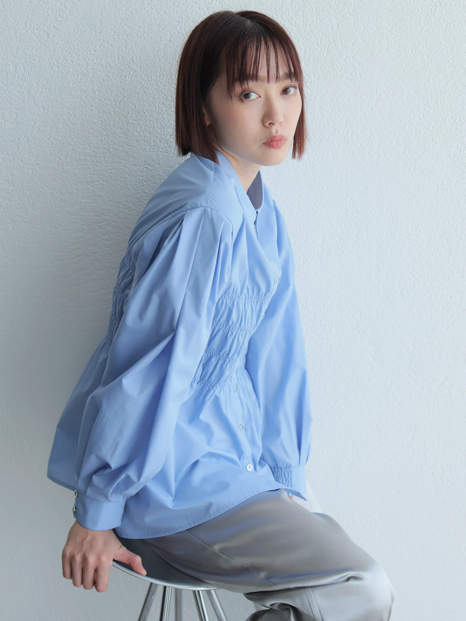 LADYMADE（レディメイド）｜ シャーリングシャツ×ニットビスチェセット