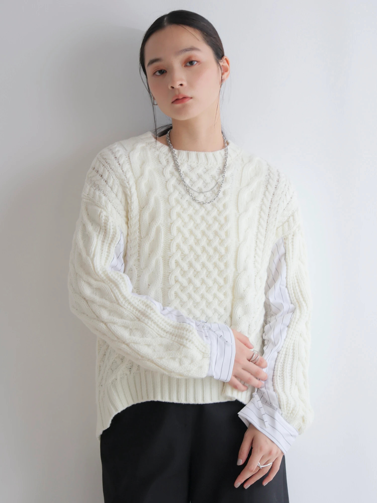 LADYMADE(レディメイド) |シャツドッキングケーブルニット