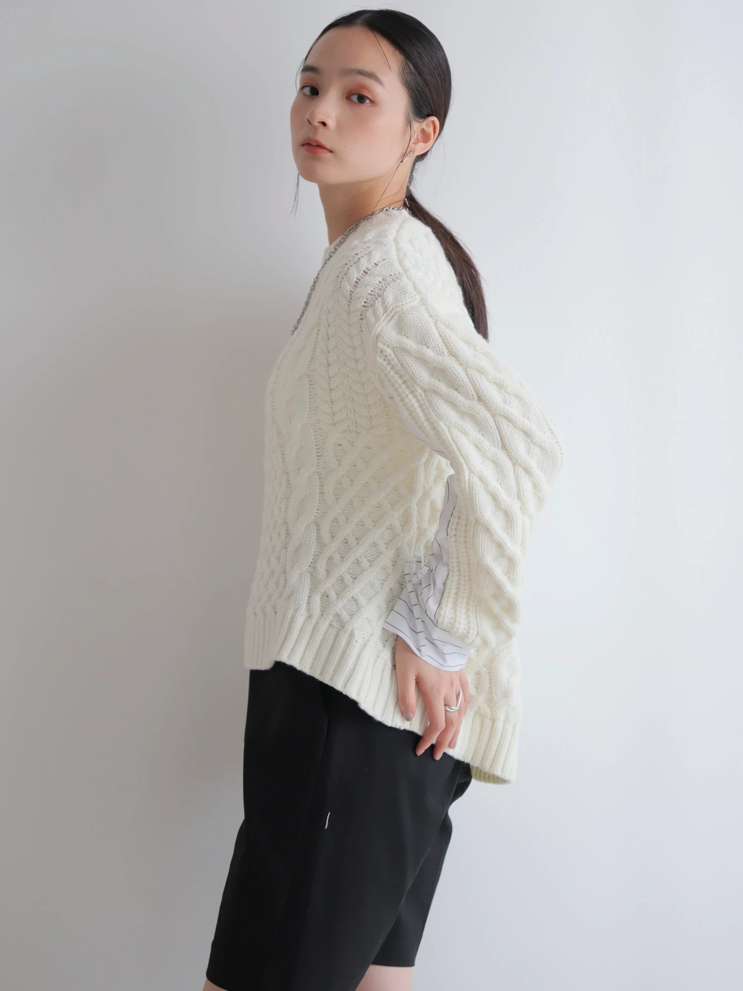 LADYMADE（レディメイド）｜ シャツドッキングケーブルニット アイテム
