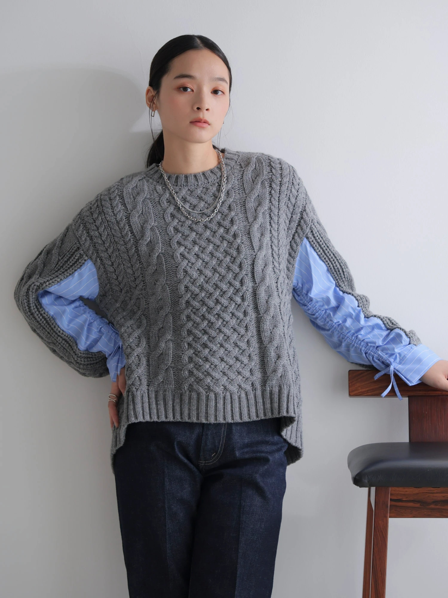 LADYMADE（レディメイド）｜ シャツドッキングケーブルニット アイテム