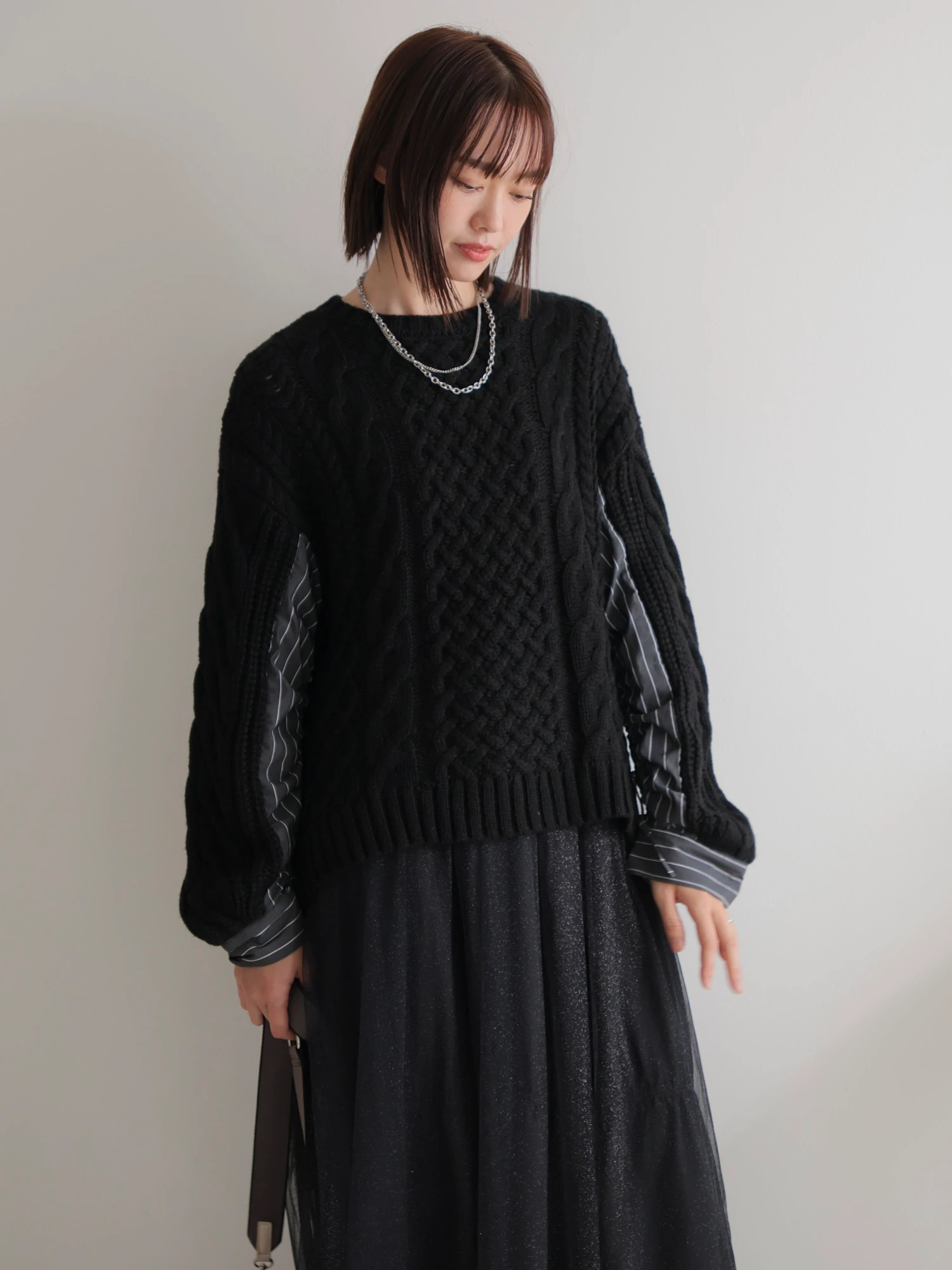 LADYMADE（レディメイド）｜ シャツドッキングケーブルニット アイテム