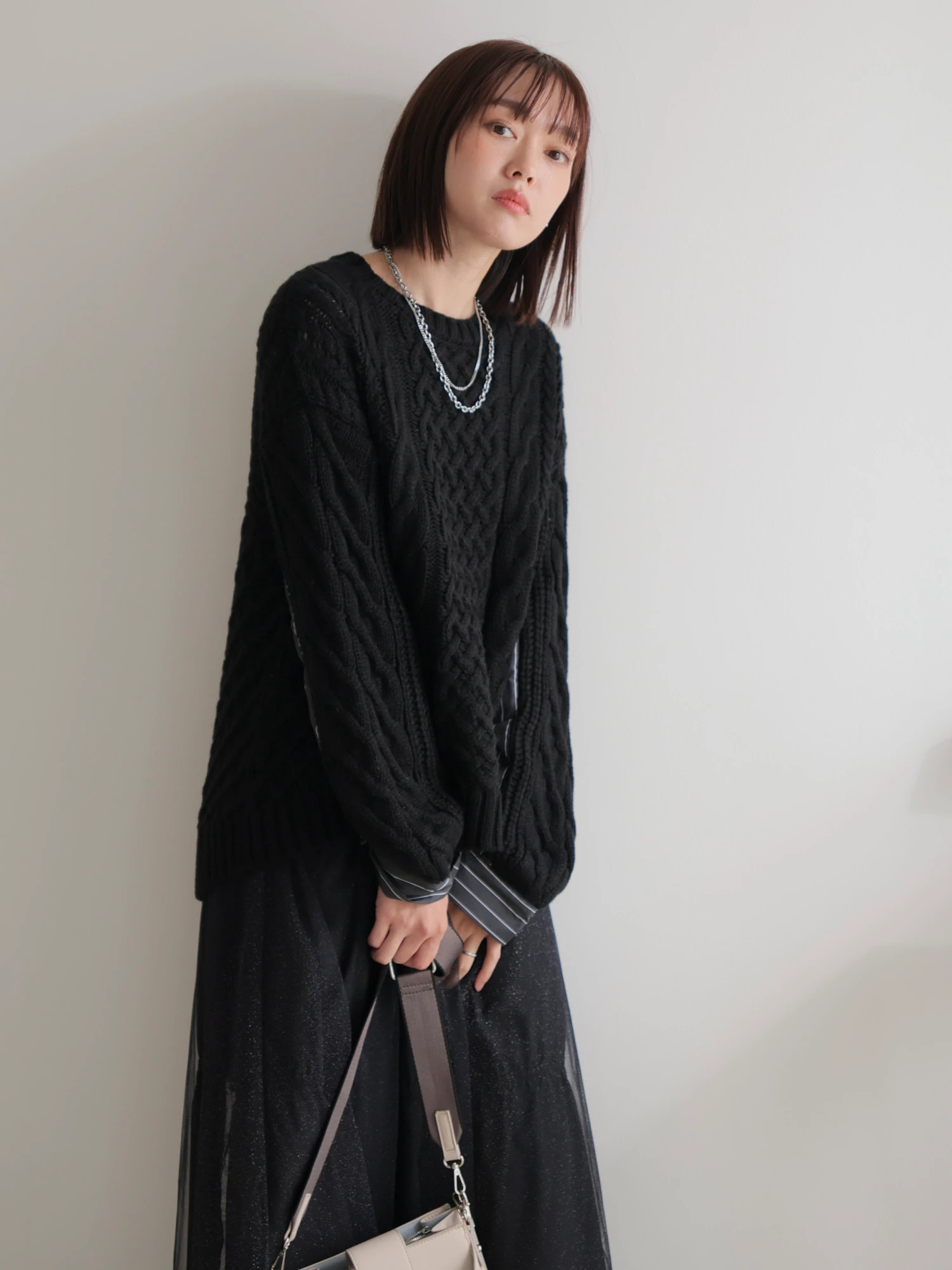 LADYMADE（レディメイド）｜ シャツドッキングケーブルニット アイテム