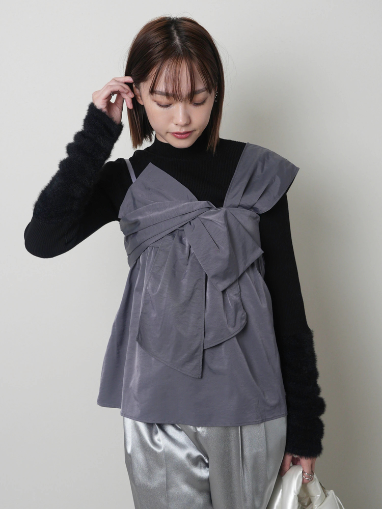 LADYMADE(レディメイド) |フェザースリーブニット×リボンキャミSET