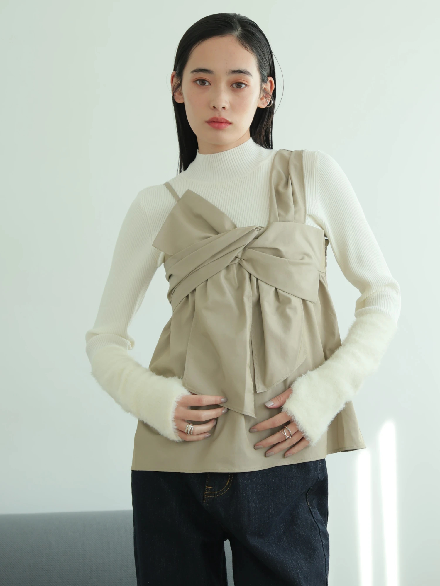 LADYMADE（レディメイド）｜ フェザースリーブニット×リボンキャミSET