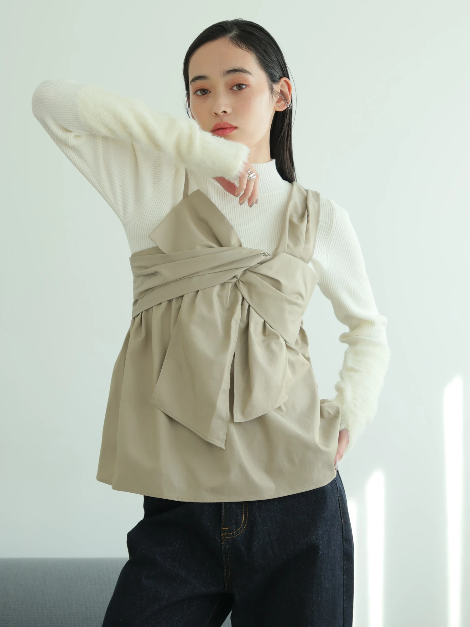 LADYMADE（レディメイド）｜ フェザースリーブニット×リボンキャミSET