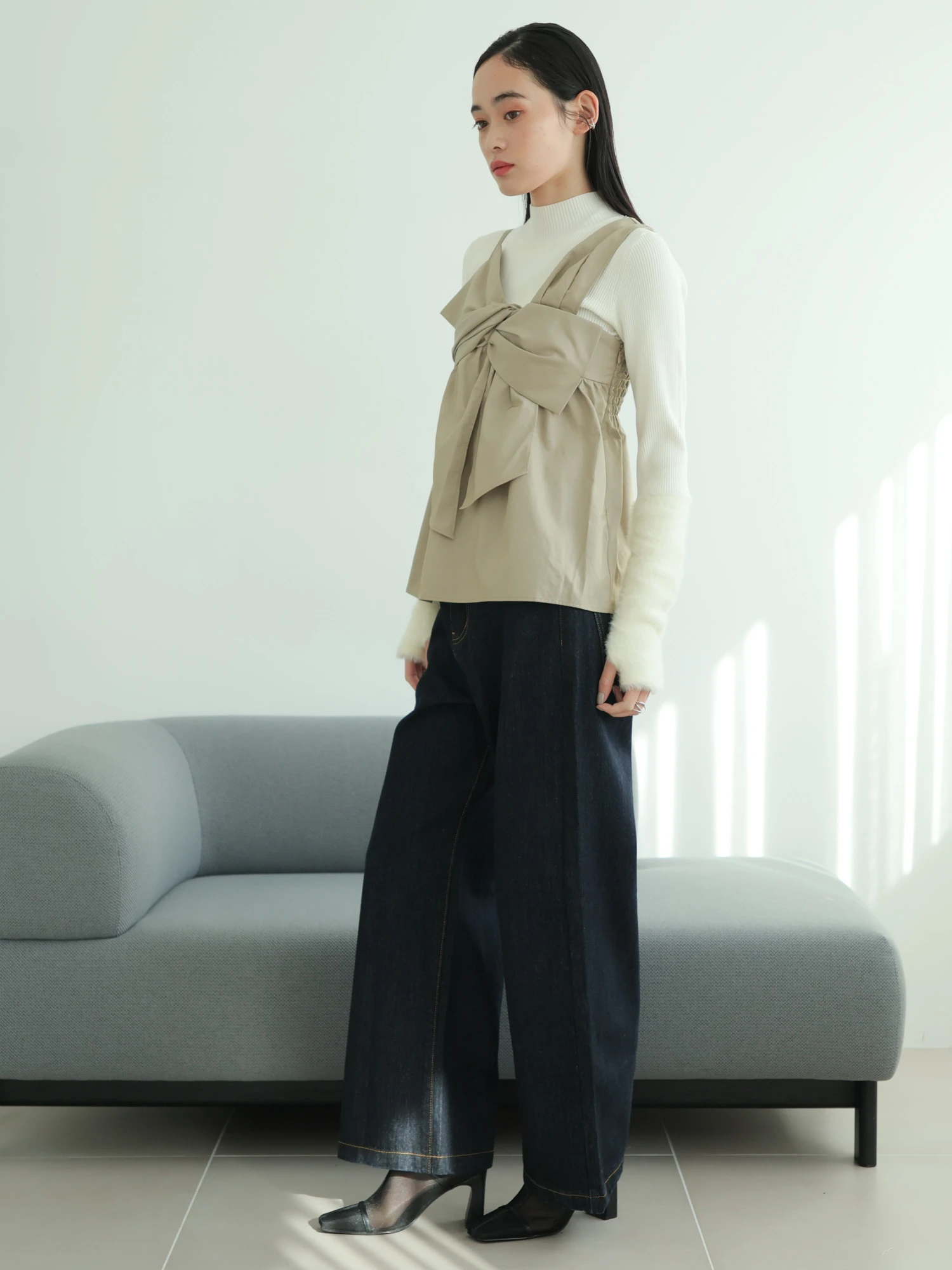 LADYMADE（レディメイド）｜ フェザースリーブニット×リボンキャミSET