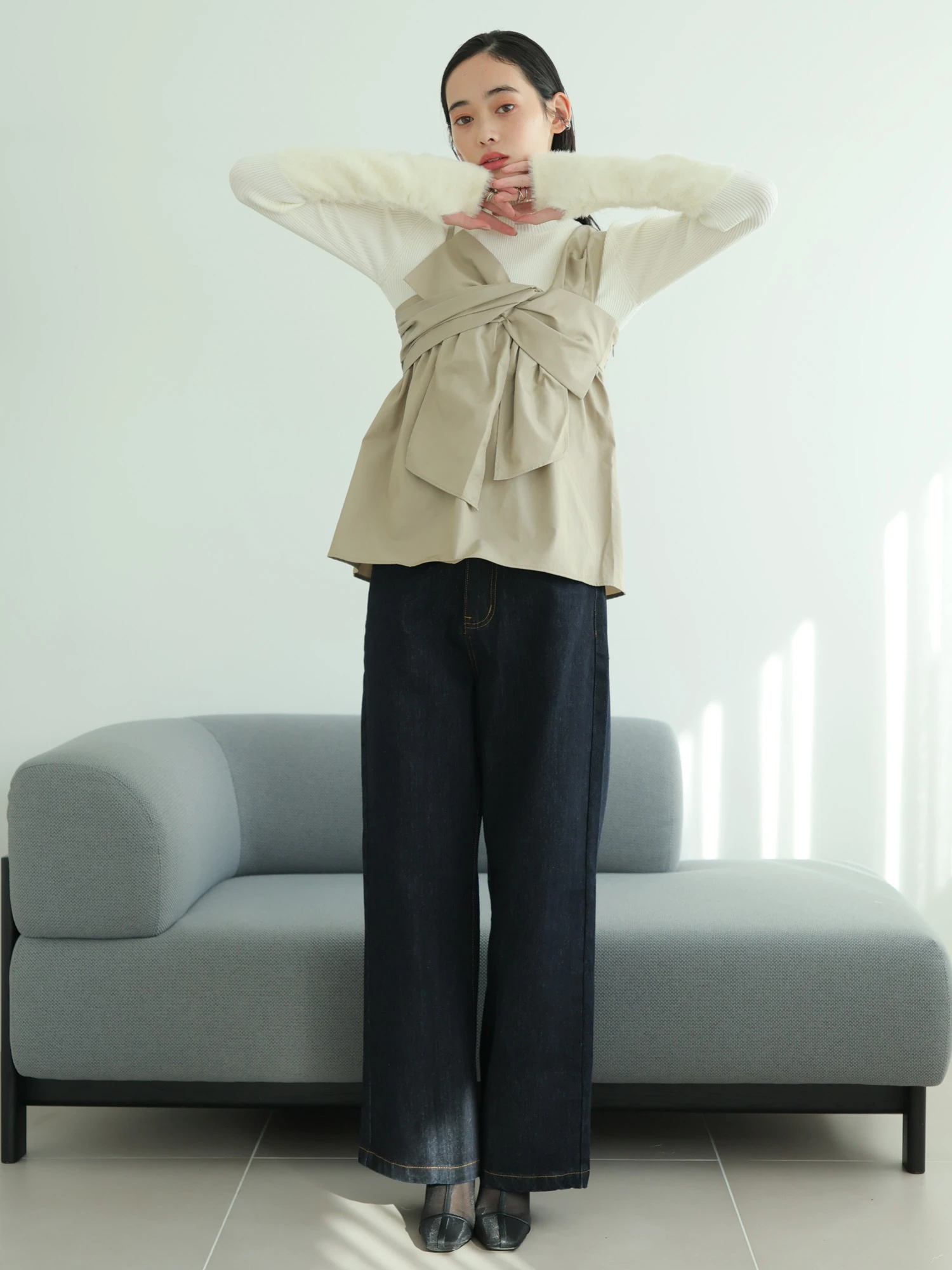 LADYMADE（レディメイド）｜ フェザースリーブニット×リボンキャミSET